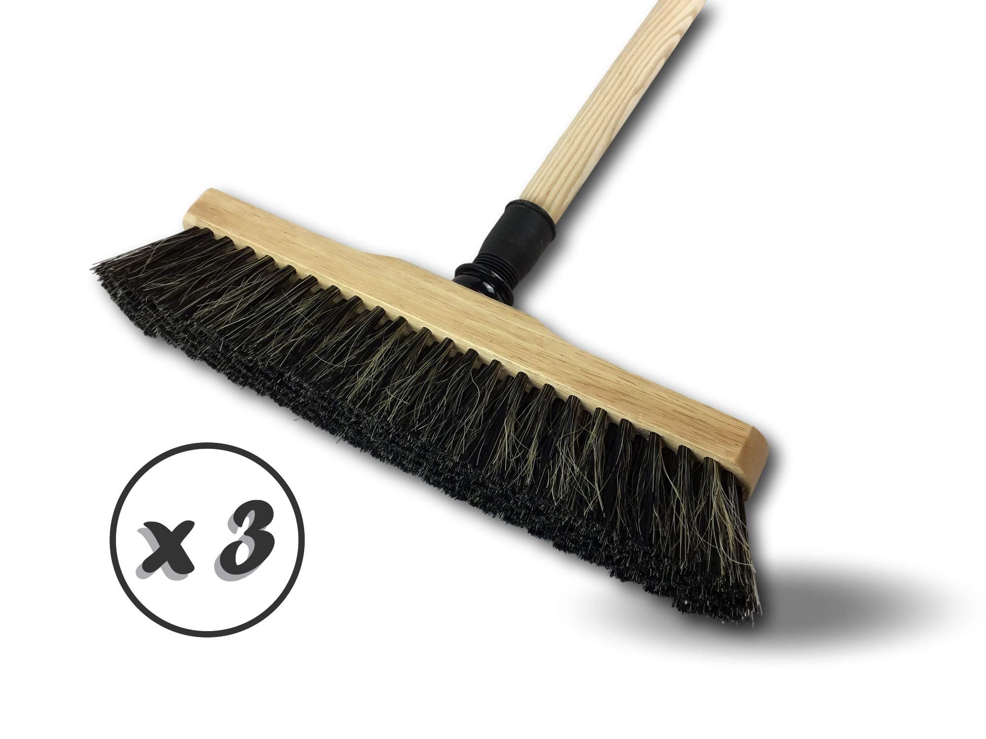 Kibros Lot 3 balais ménage Droit Luxe Soie Grise 50 mm 30 cm Manche Bois | Garnissage soie grise 50 mm, 30 cm, monture bois verni, manche bois, version luxe, parquet appartement.