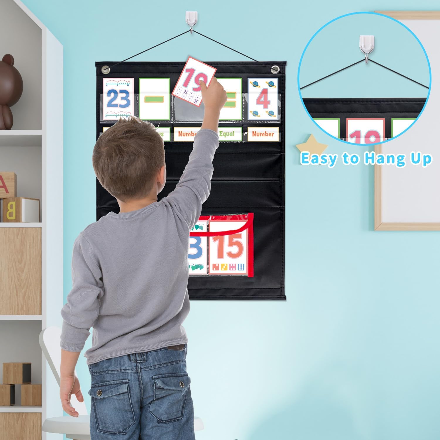 Classroom Educational Math Pocket Card, 0-24 Math Facts Manipulatives Chart, Number Cards Blending Board for Young Toddlers and Homeschooling Classroom Supplies|Learning Materials -Black - Image 8