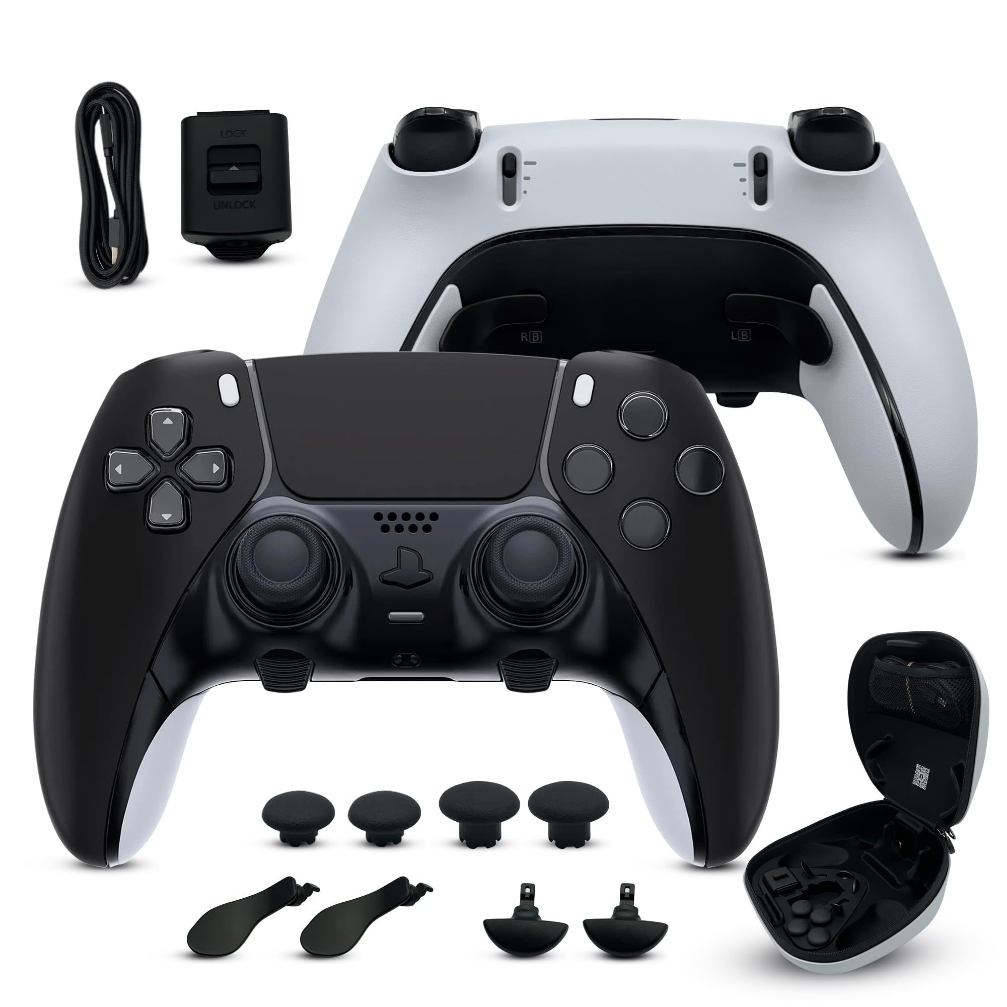 Silent Modz Edge Custom Controllers Compatible with PS5, PC & Mobile Gaming - Wireless, Paddles, Trigger Stops, Handcrafted in USA (Black Soft Touch)