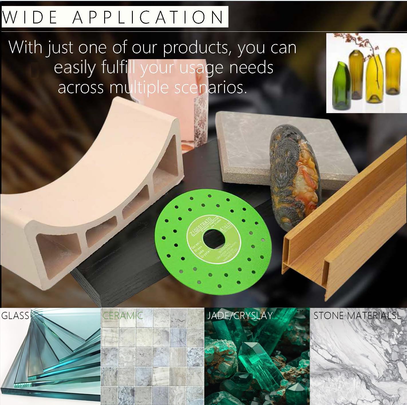 Diamond Chamfering Saw Blade for Angle Grinder,Rock Slab Grinding Disc,Glass Cutting Disc（10 Pieces） 4-1/2" X 7/8-inch Cutter, Cutting and Grinding Ceramics Glass Rock,Slab Crystals Tile and Jade