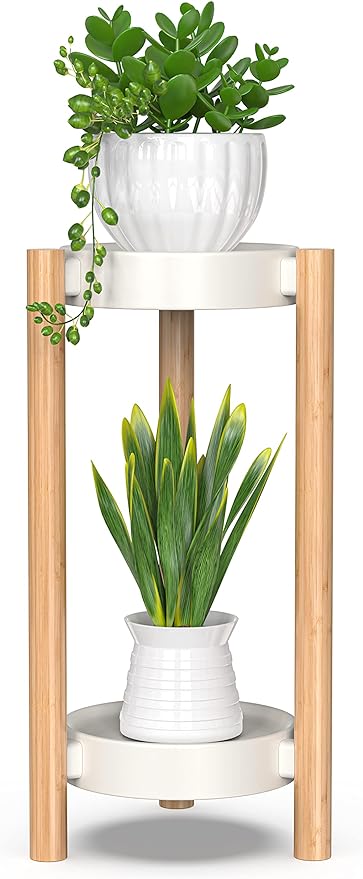 Wisuce Bamboo Plant Stands Indoor, 4 Tier Tall Corner Plant Stand Holder & Plant Display Rack for Outdoor Garden Indoor Home(4 Tier -1)