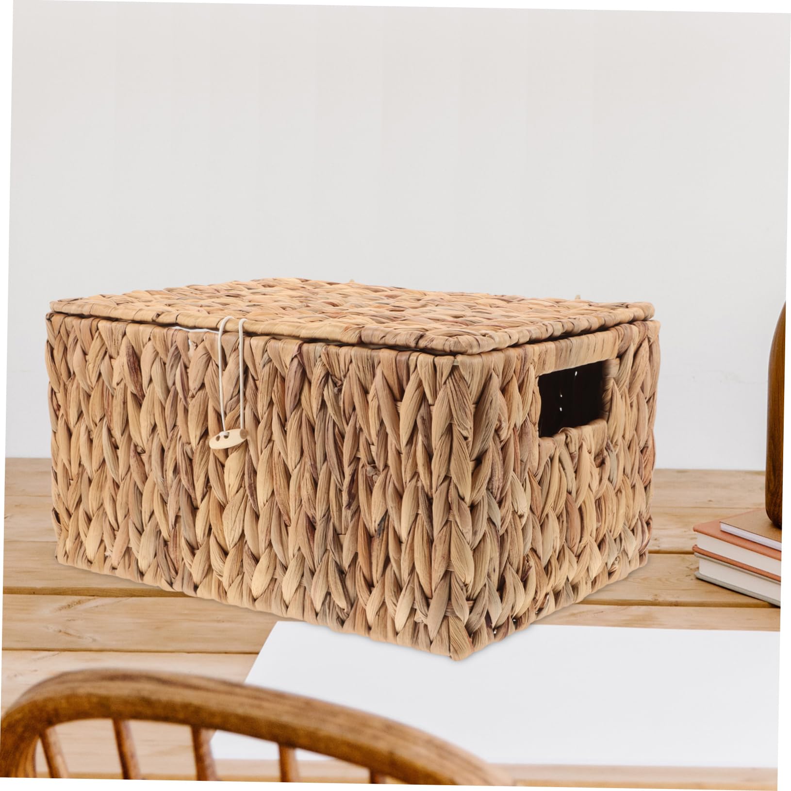 Cabilock Cesta de Almacenamiento Rectangular Tejida, Resistente, Multifuncional, con Tapa, Hogar