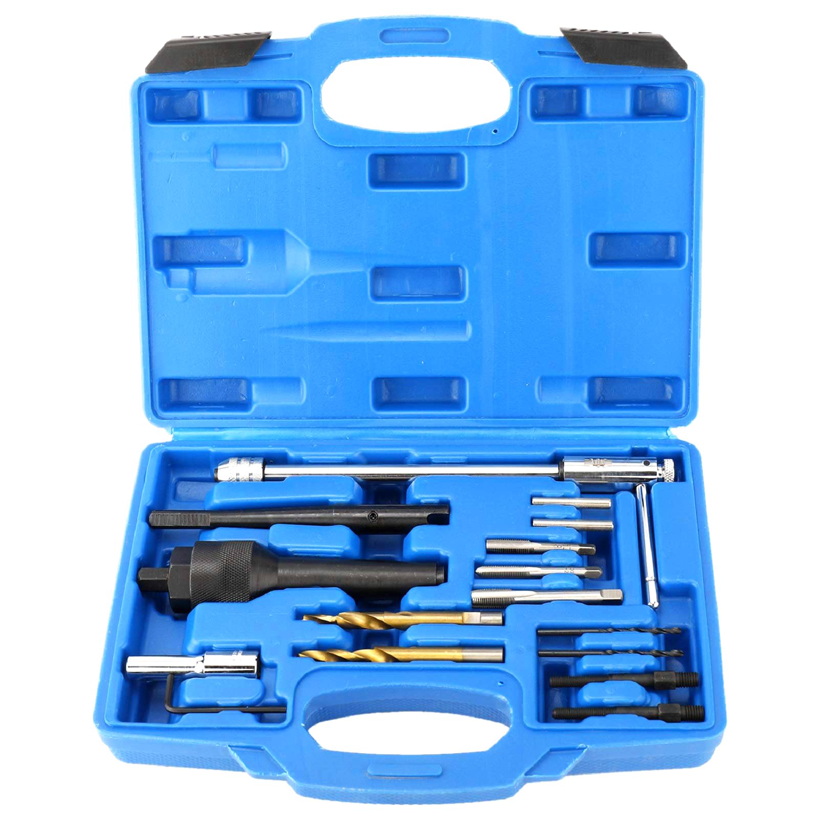 FreeTec 16 pzas Extractor Bujías Incandescentes, M8 M10 Herramienta Desmontaje Bujías de Incandescente Rotas, Kit Reparación Llave Rosca Bujía Incandescencia para VW Mercedes Opel CDI