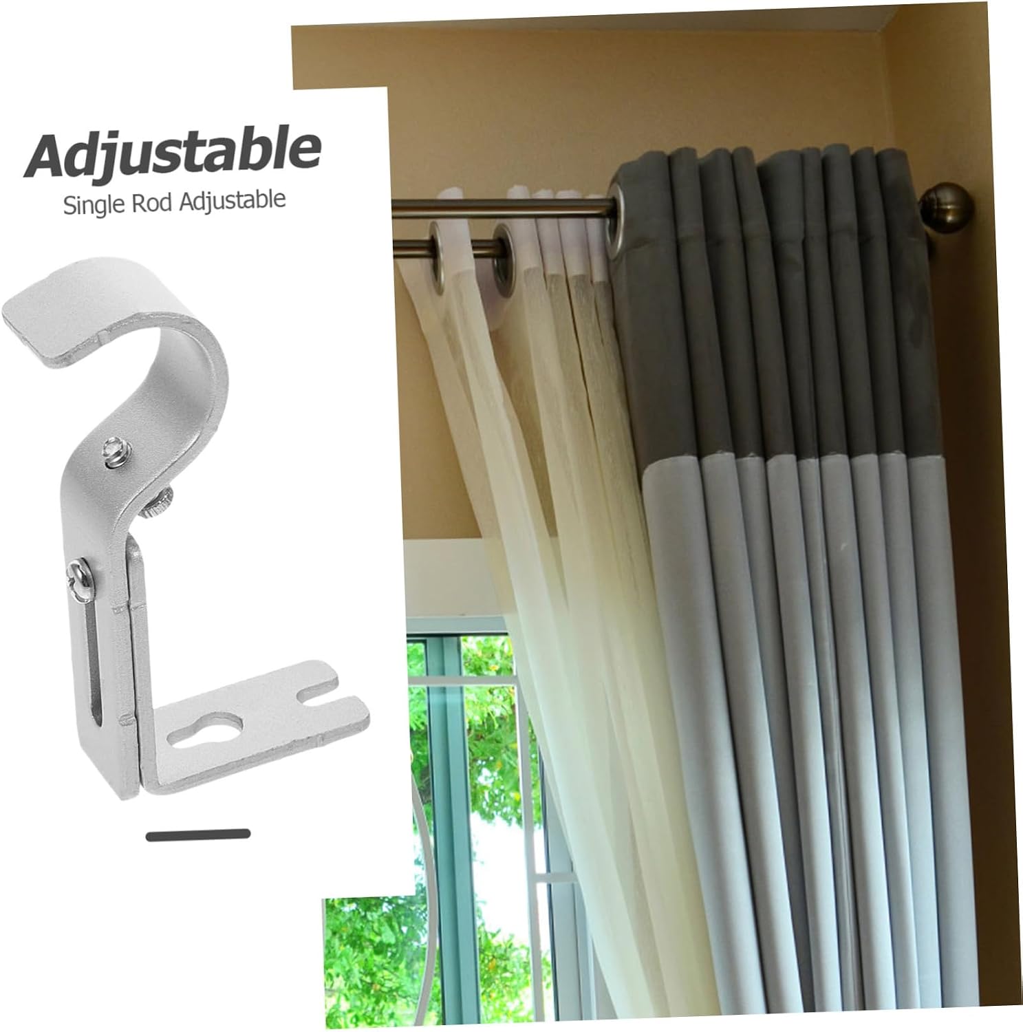 STOBAZA Curtain Rod Suort Holder 4 Pack Robust and Sturdy Rod Brackets for Curtains Wall Mount Secure Base Suitable for Indoor and Outdoor Use