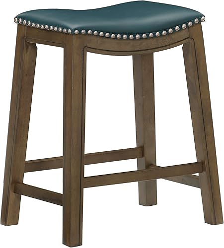 Homelegance Ordway Taburete de Altura de Mostrador de Madera Maciza - Taburete de Cocina Estilo Silla de Montar, Taburetes de Altura de Mostrador