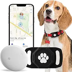 Rastreador inteligente de animais de estimação para coleira - rastreadores de cães com suporte, sem taxa mensal, compatível com Apple Airtag Find My (apenas iOS, não para Android), dispositivo