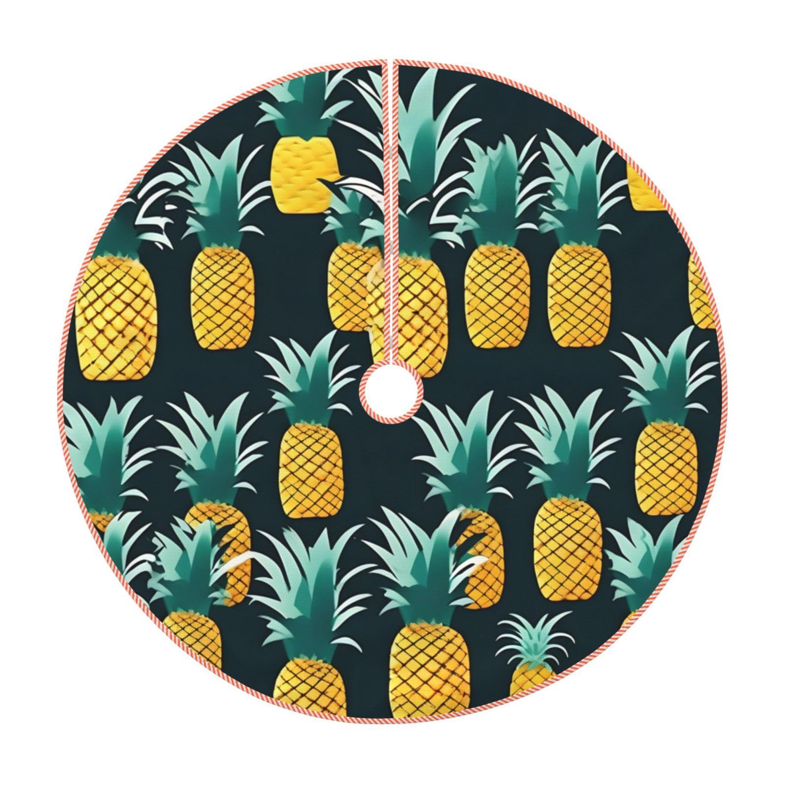 Jupe de sapin de Noël épaisse et haut de gamme au style rustique avec imprimé ananas