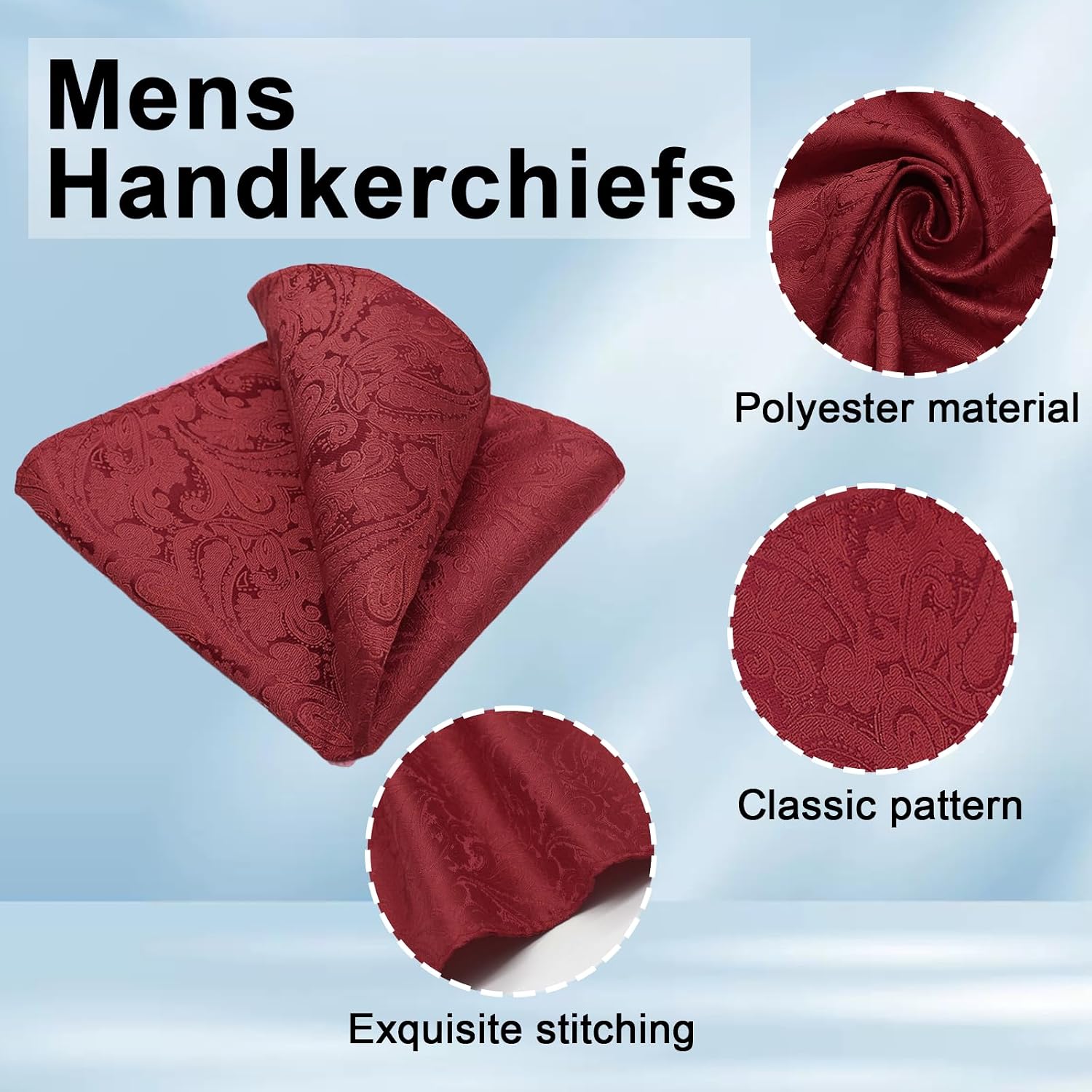 Paisley Pocket Squares for Men, Mens Handkerchiefs Suit Pocket Square for Tuxedo Wedding Party Formal Office