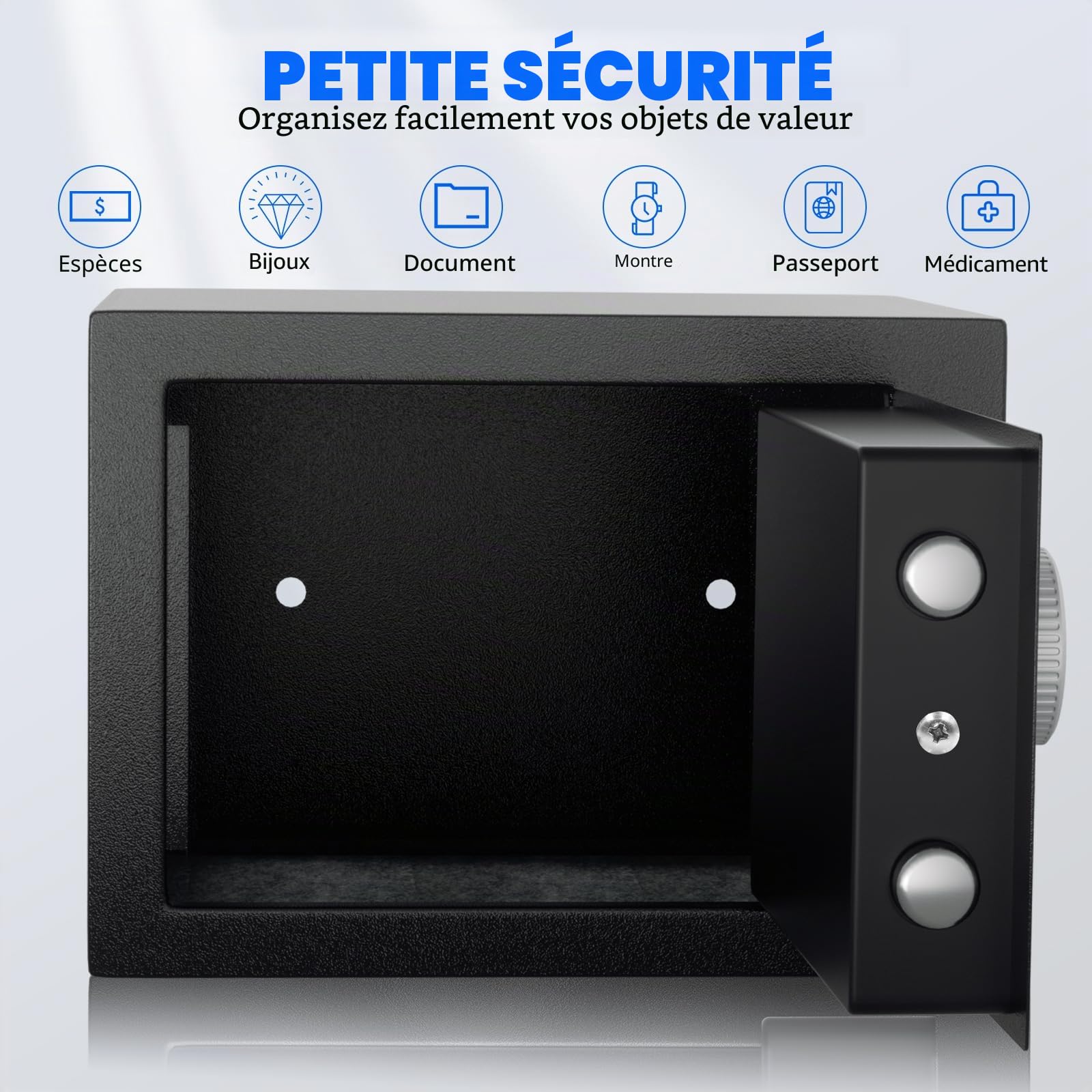 SINZUX Coffre-fort mural, coffre-fort pour armoire pour bureau à domicile, coffre-fort électronique numérique avec système d'alarme intelligent, (23 x 17 x 17 cm) - 6,6 l, par coffre-fort avec clé