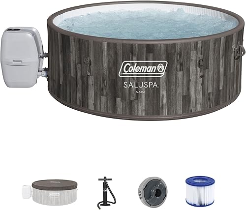 Miniatura 2 de Bestway Coleman Napa AirJet - Bañera de hidromasaje inflable con cubierta EnergySense, paquete de 4 asientos de spa SaluSpa y 4 juegos de almohadas