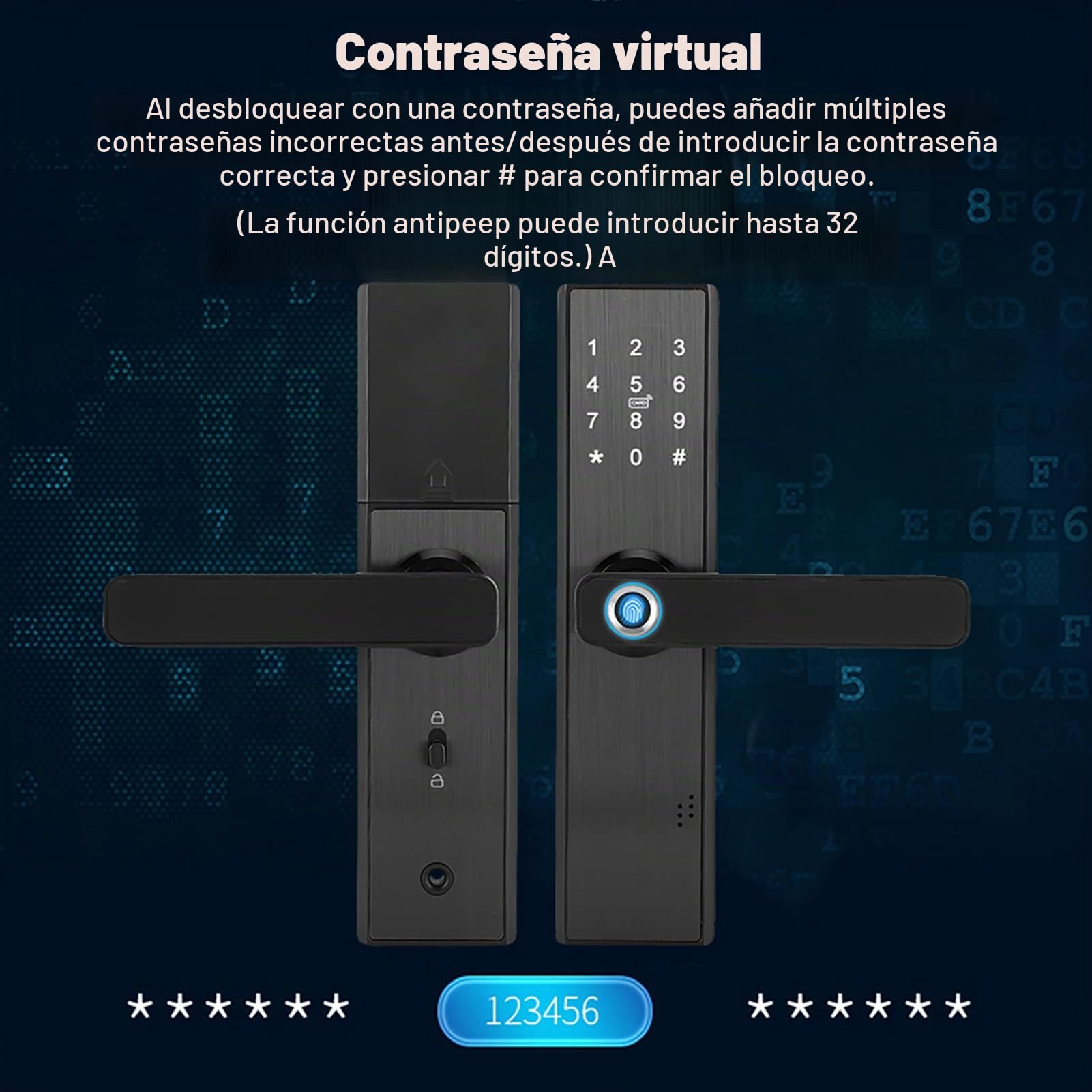 Cerradura de puerta de huellas dactilares, cerradura electrónica inteligente WiFi, cerradura de puerta de entrada inteligente con huella digital y cerradura de puerta
