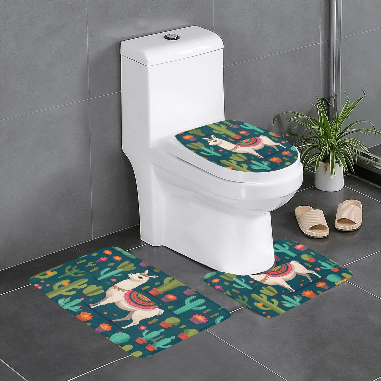 Tapis de salle de bain cactus et lama pour égayer votre meuble-lavabo