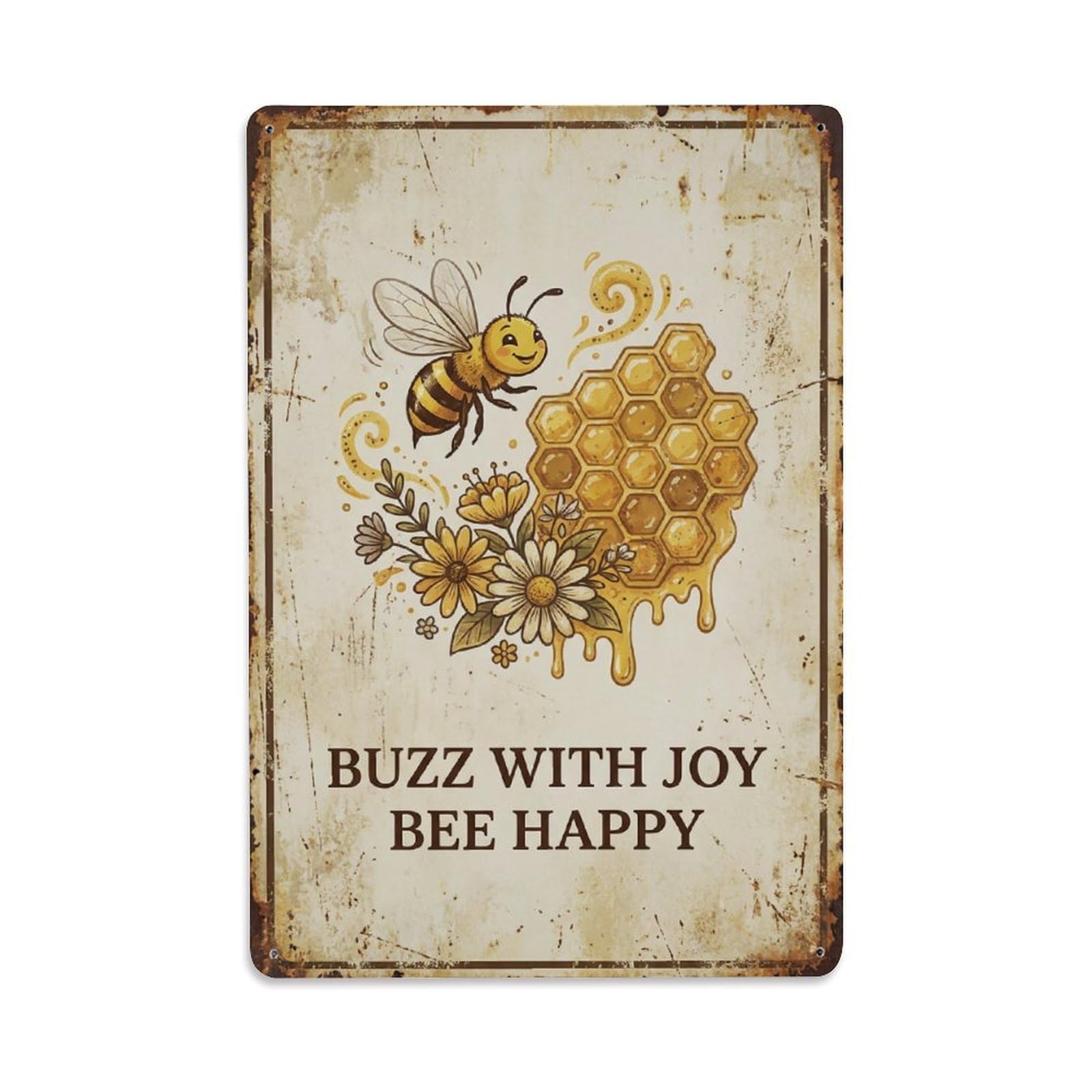Buzz With Joy Bee Happy Metal Tin Sign