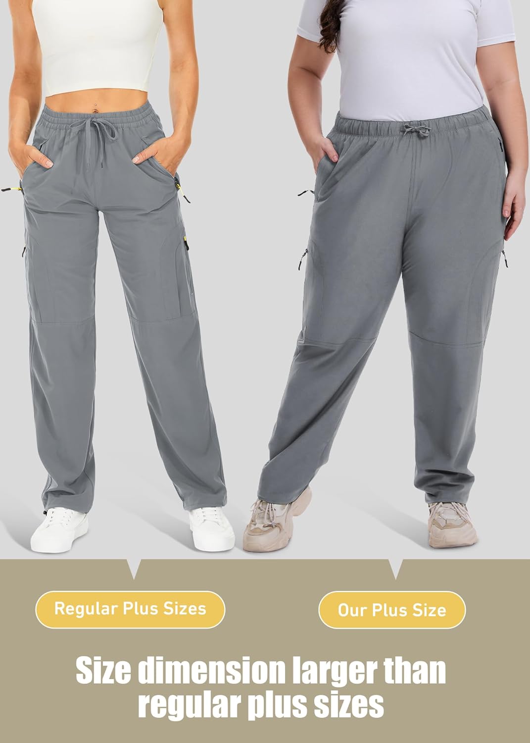 Women's Plus Size Hiking Pants-Lightweight,UPF50 Sun Protection-Stretchy Cargo Outdoor Activities Safari Pants with Pockets - Image 5