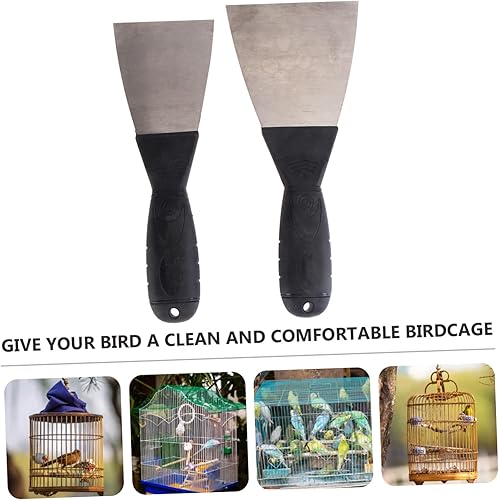 Miniatura 6 de Pala de limpieza de residuos de acero inoxidable, herramienta de limpieza ligera para jaula de pájaros, diseño ergonómico, cuchillas de colores