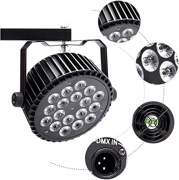 180W Stage Par Lights, High Power RGBW 18 LED Uplights by DMX Control and Sound Activated Uplighting for DJ Disco Club Festival Wedding Party Church Stage Lighting