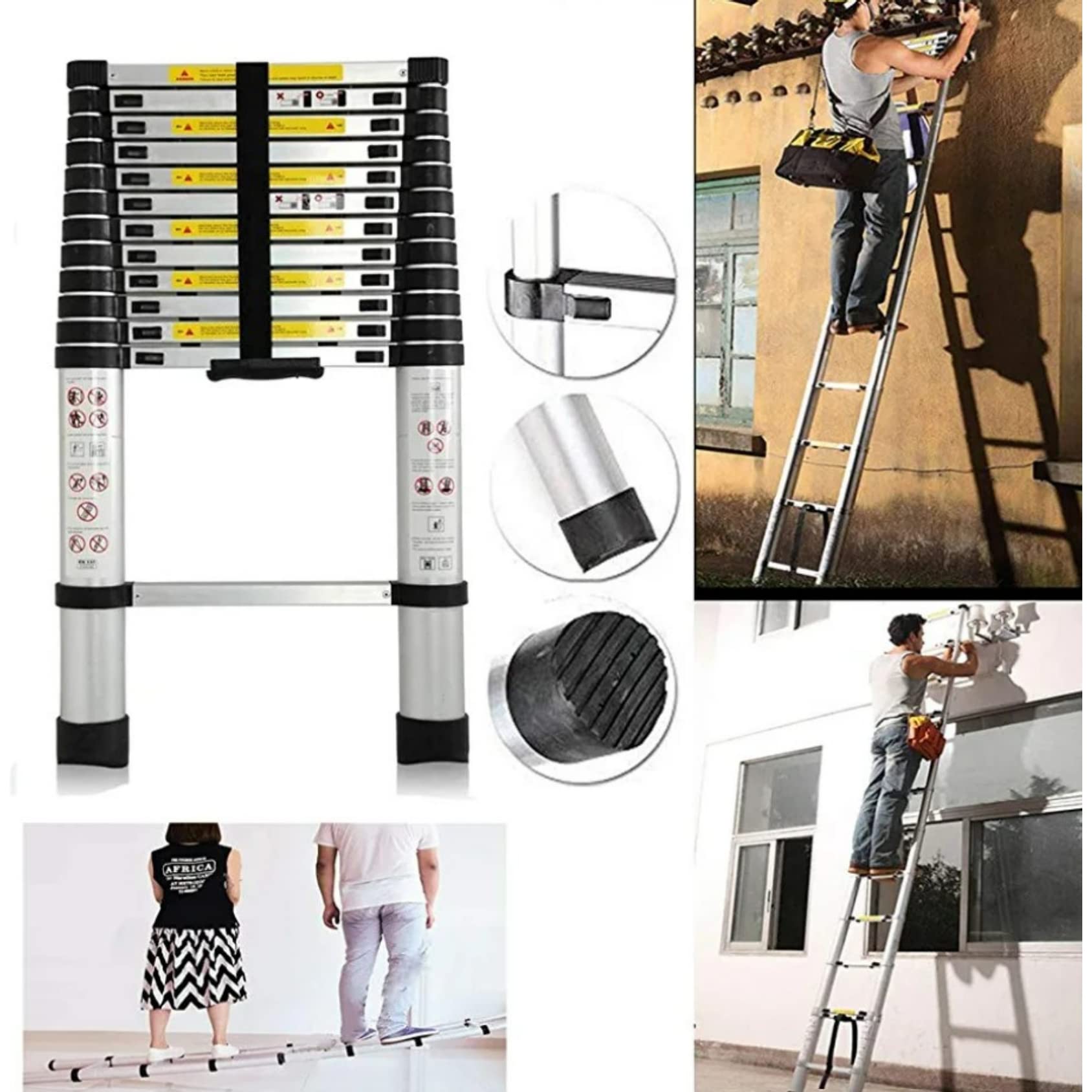 ATC Aluminium Telescopic Ladder Single Wall-Supporting (7Ft) 3