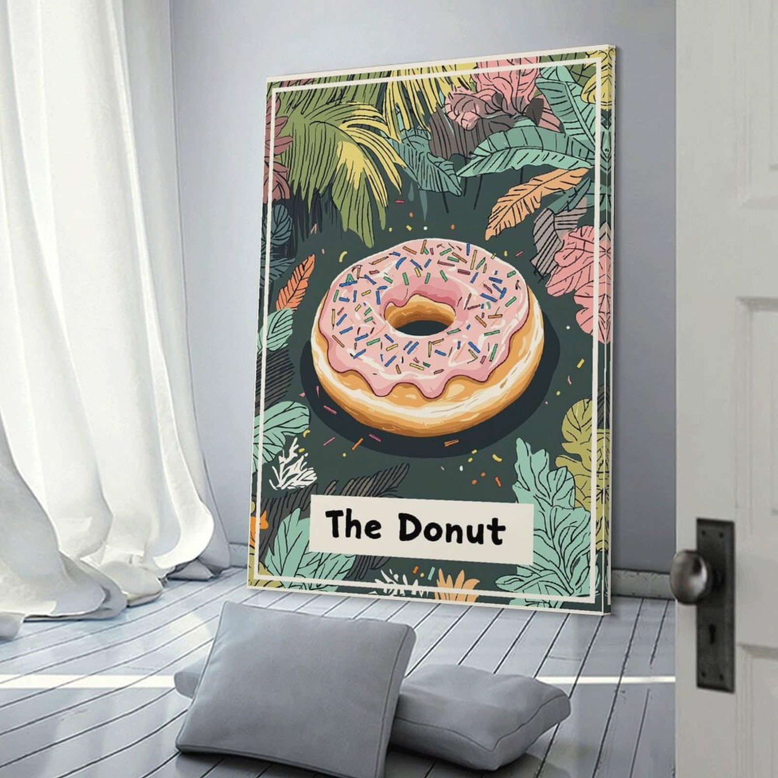Junmoney Canvas Wall Art Donut in Jungle, 20x30inch(50x75cm), for Living Room, Bedroom, Office Or Hallway, Decorative Artwork with Broad Appeal