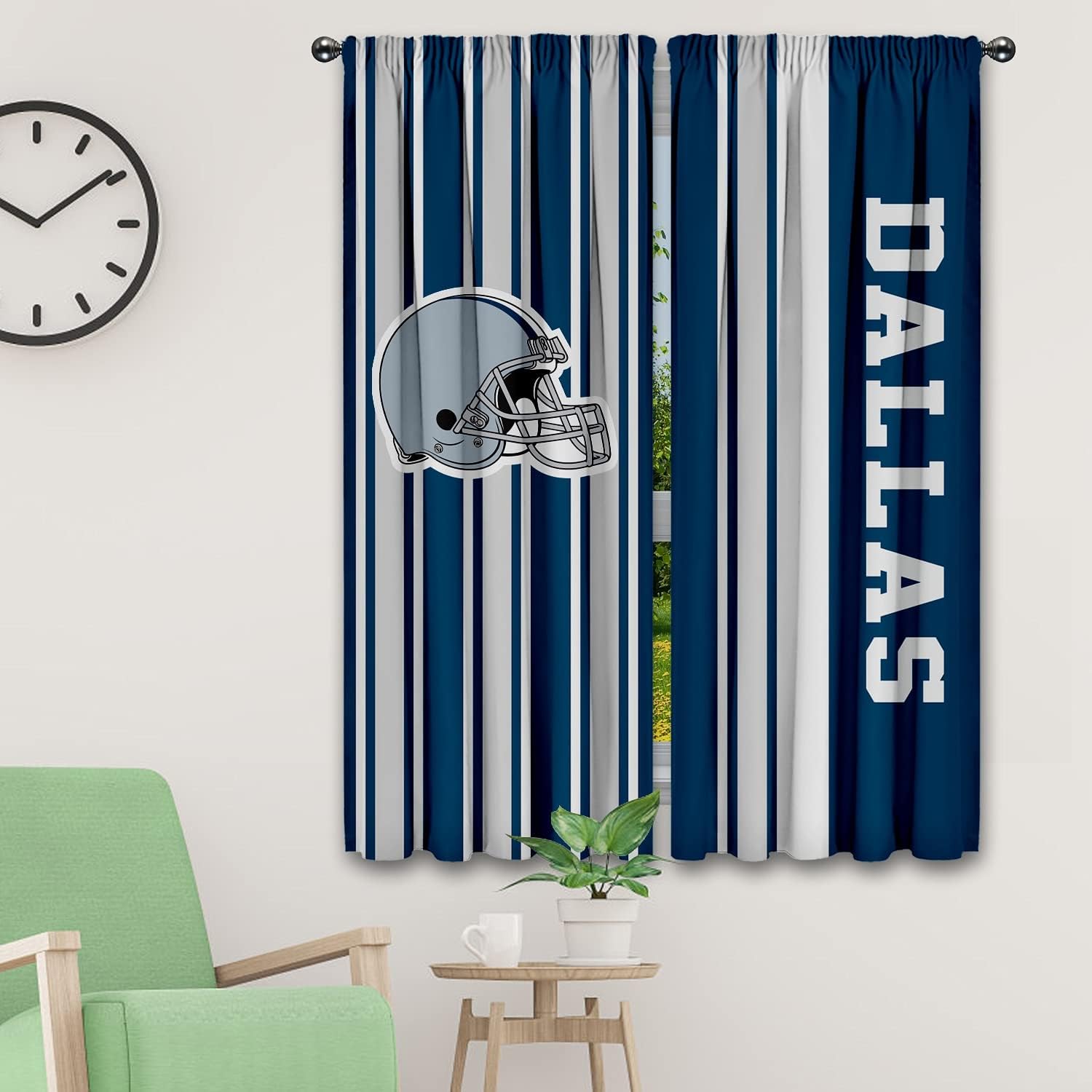 Dallas Blackout Curtain Panels, Customizable Size, Text, Logo, Rod Pocket Window Treatment Curtains Drapes 2 Panels for Bedroom Livingroom, City and Football Team Design