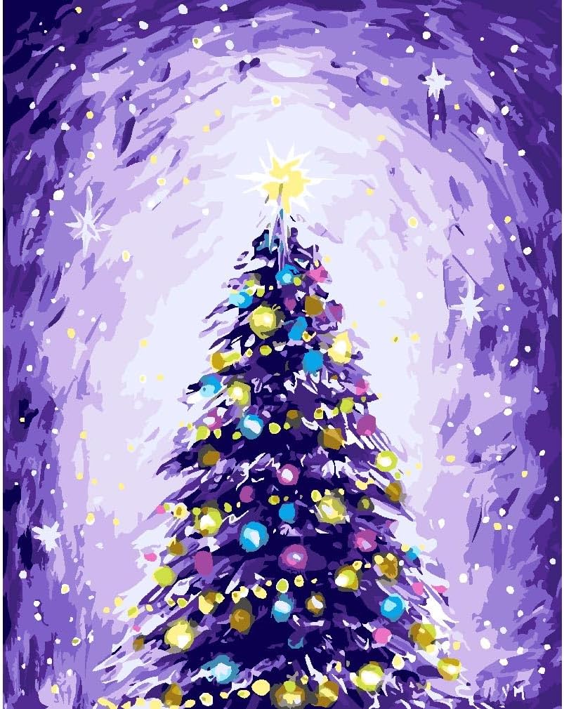 Christmas Tree Paint by Numbers Kits for Adults, Christmas