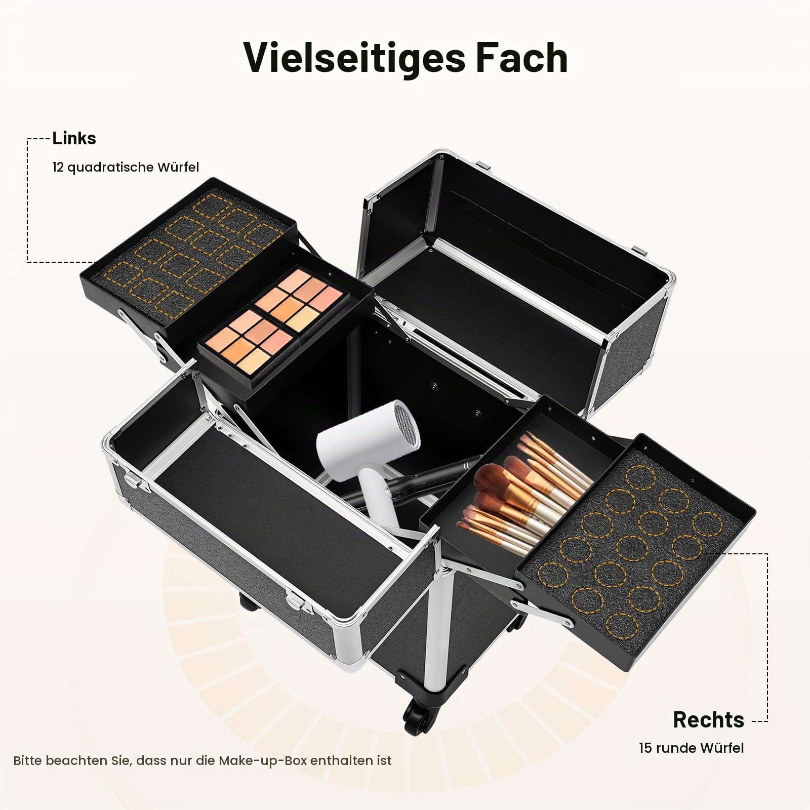 Trolley Kosmetikkoffer Friseurkoffer Multikoffer Schmuckkoffer Schminkkoffer Rollkoffer mit 4 Universalrollen