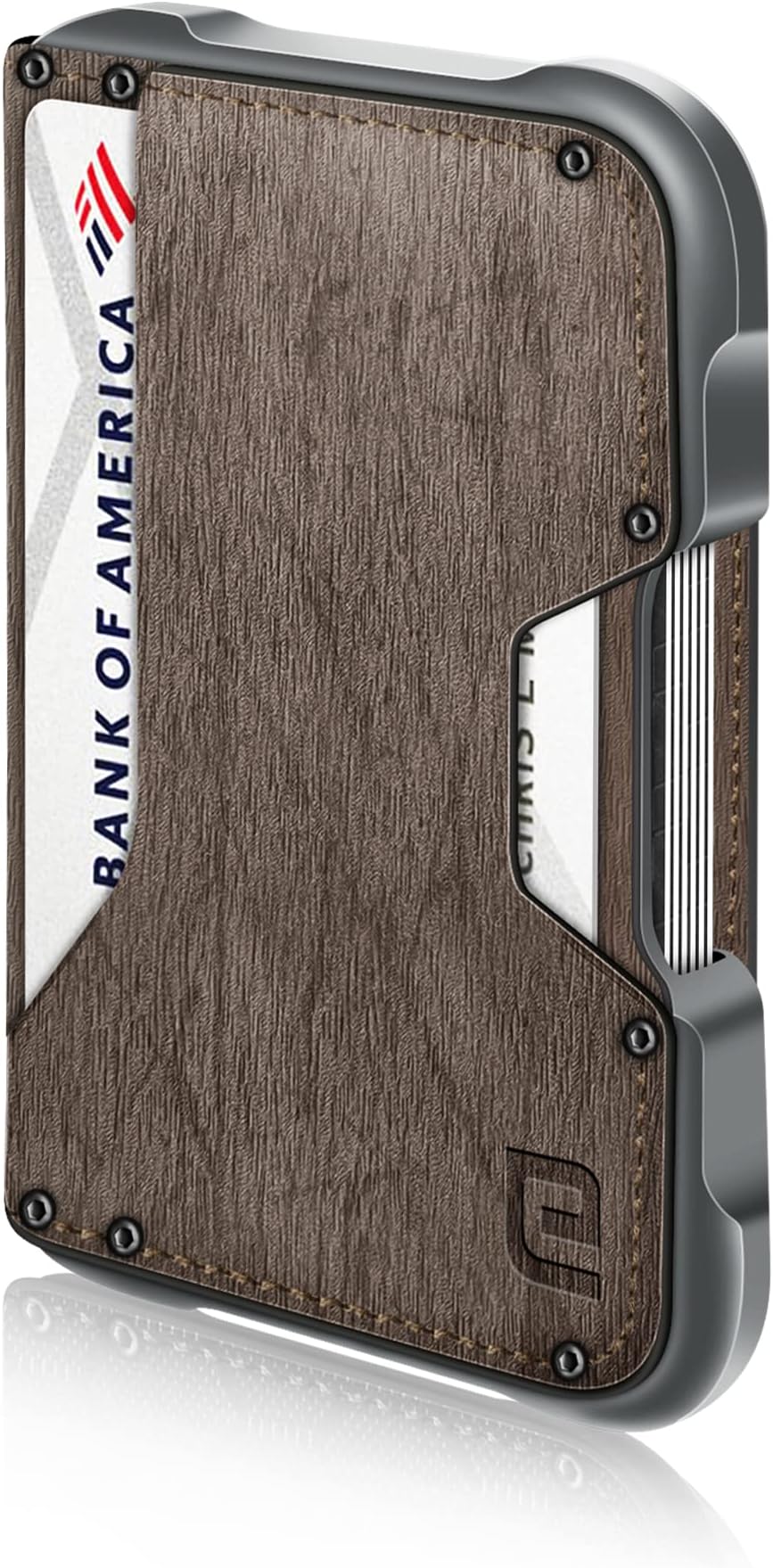 ENIGMADapper PU Leather Bifold Front Pocket Slim Wallet for Men, Aluminum Metal Travel Tactical RFID Blocking Card Holder Money Clip, Ideal Men's Gift, Taupe Tree Pattern,