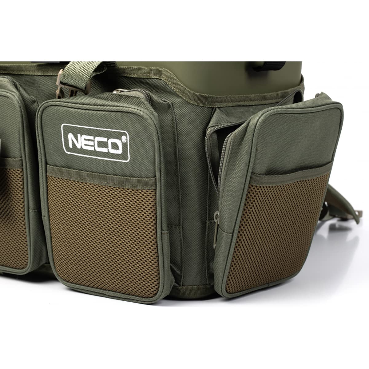 NECO® Sac à dos et siège de pêche tout-en-un, Accessoire de pêche, Sacoche spacieuse avec 4 boîtes à appâts et 4 poches