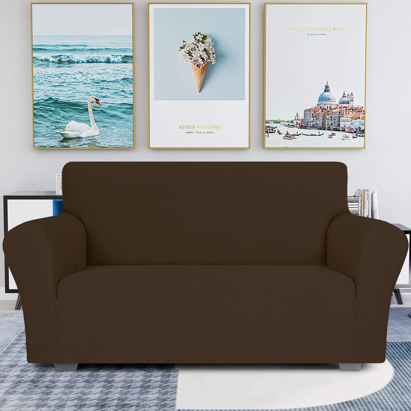 Ystyle Copripoltrona 1 Posto Con Braccioli, Copridivano Antigraffio Gatto, Copridivani Elasticizzato, Pesante Inverno Copri Divani, Fodera Divano Antimacchia Lavabile Antiscivolo, Caffè Scuro