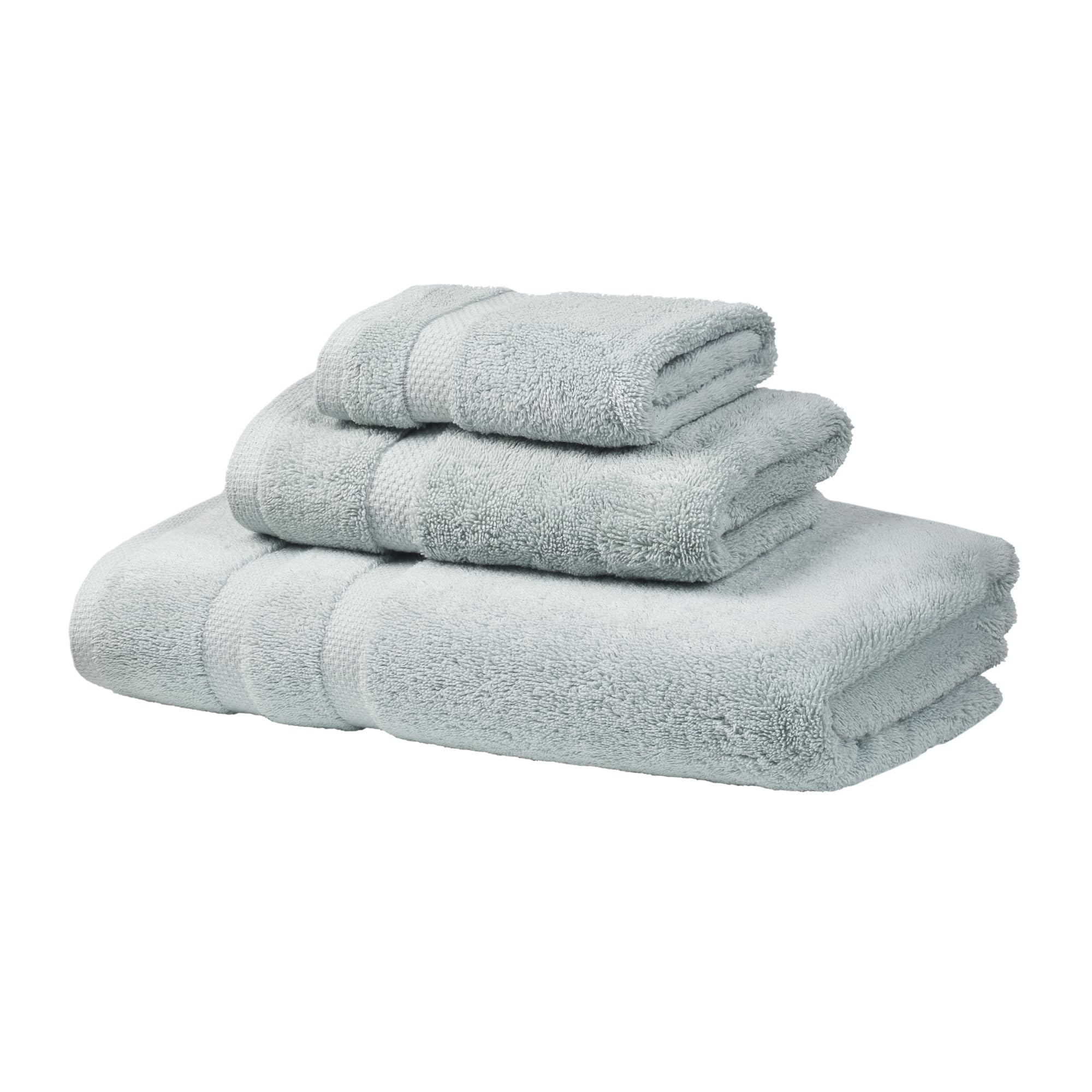 SOFE H&L | Olea Luxury Turkish Cotton Bath Towels Set of 3 : 1 Bath Towel, 1 Hand Towel, 1 Wash Cloths, Light Blue | Thick, Premium, Soft, Durable,
