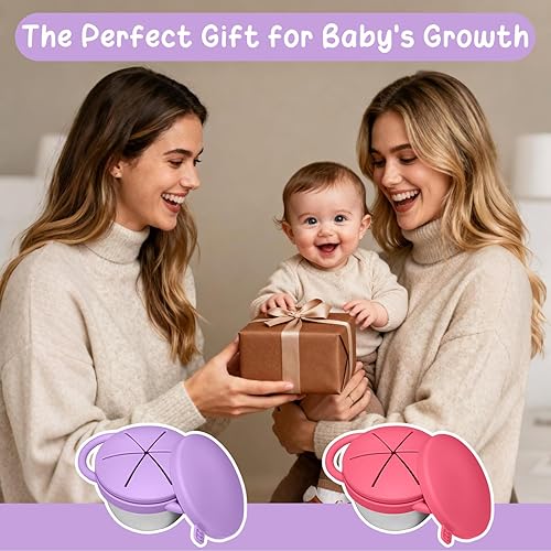 Miniatura 8 de Paquete de 2 recipientes de acero inoxidable para bebés para niños con tapas y asas de silicona de grado alimenticio a prueba de derrames, tazas de