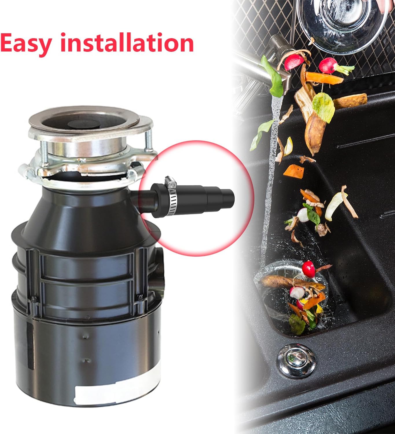 Dishwasher Drain Hose Adapter Compatible for Insinkerator Garbage Disposals,Dishwasher Hose Connector Include 1 Inlet Connector 1 Hose Clamp & 3 Spring Clamps