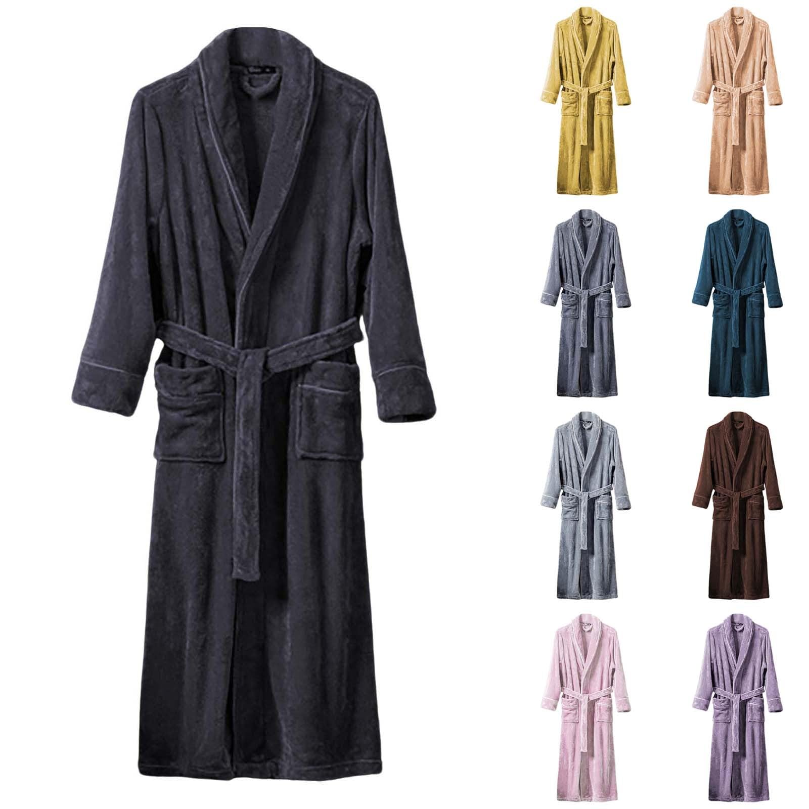 Albornoz para hombre de rizo, bata larga XXL suelta, pijama unisex para parejas, albornoz de vacaciones, albornoz de invierno, albornoz de franela de forro polar, bata cálida