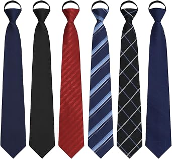 Zipper Ties for Men Pack, Pre Tied Mens Tie Solid Striped Mens Neckties Bulk for Wedding Business Banquet Casual