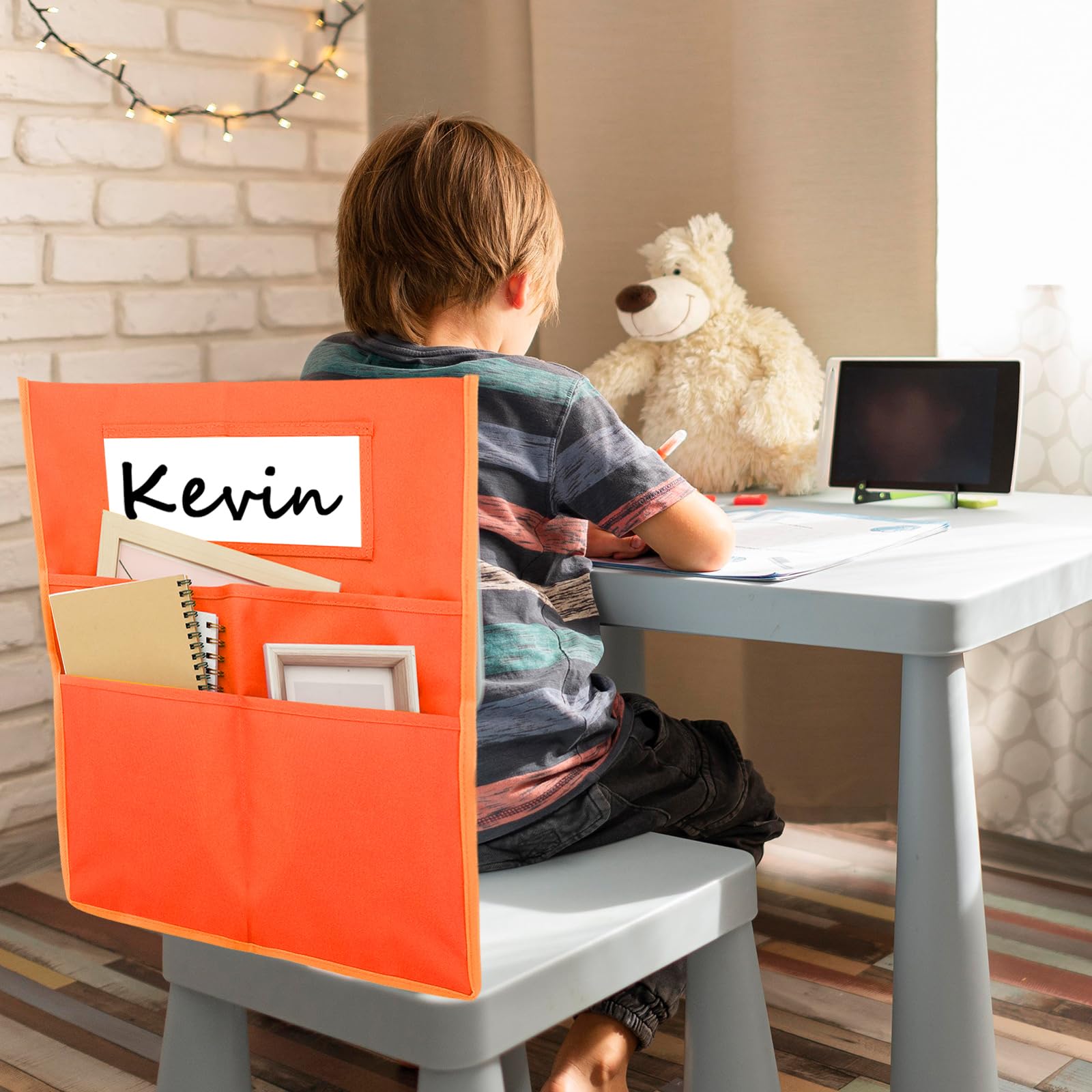 Whaline 12Pcs Pastel Chairback Buddy Pocket Chart Boho Color Seat Pocket Chart Colorful Chair Pockets for Classroom Home Office Silly Goose, 16 x 20 Inch - Image 3