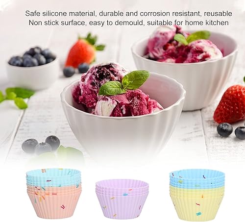 Miniatura 3 de 20 moldes de silicona para magdalenas, tazas de silicona para hornear, forros reutilizables antiadherentes, mini molde para tartas de pasteles para