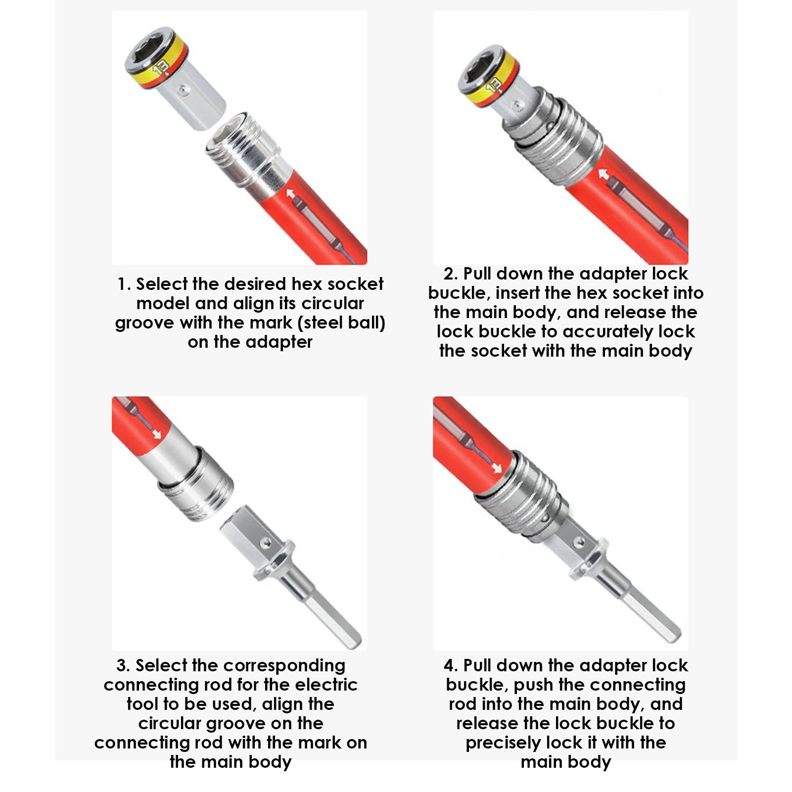 Set di Punte a Bussola Barra di Prolunga a Percussione da 8-19 | Costruzione in Acciaio Legato, Durevole per Trapano a Percussione, Ideale per la Riparazione di Armadietti, Adattatore con