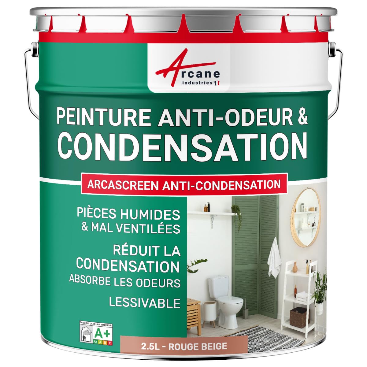 Peinture anti condensation, anti odeur, moisissure - 2.5 L Rouge beige - RAL 3012 - ARCANE INDUSTRIES