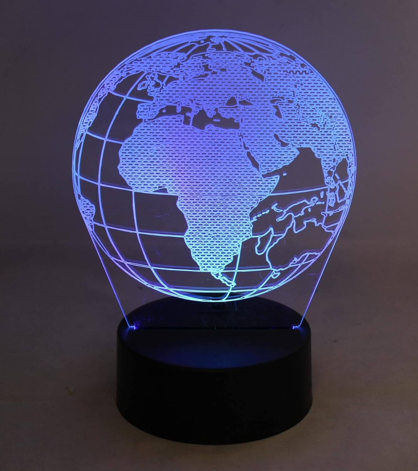Dependable Industries 3D World Globe LED Light 7 Color Changing Table Light Night Light Optical Visual Illusion Lamp Acrylic
