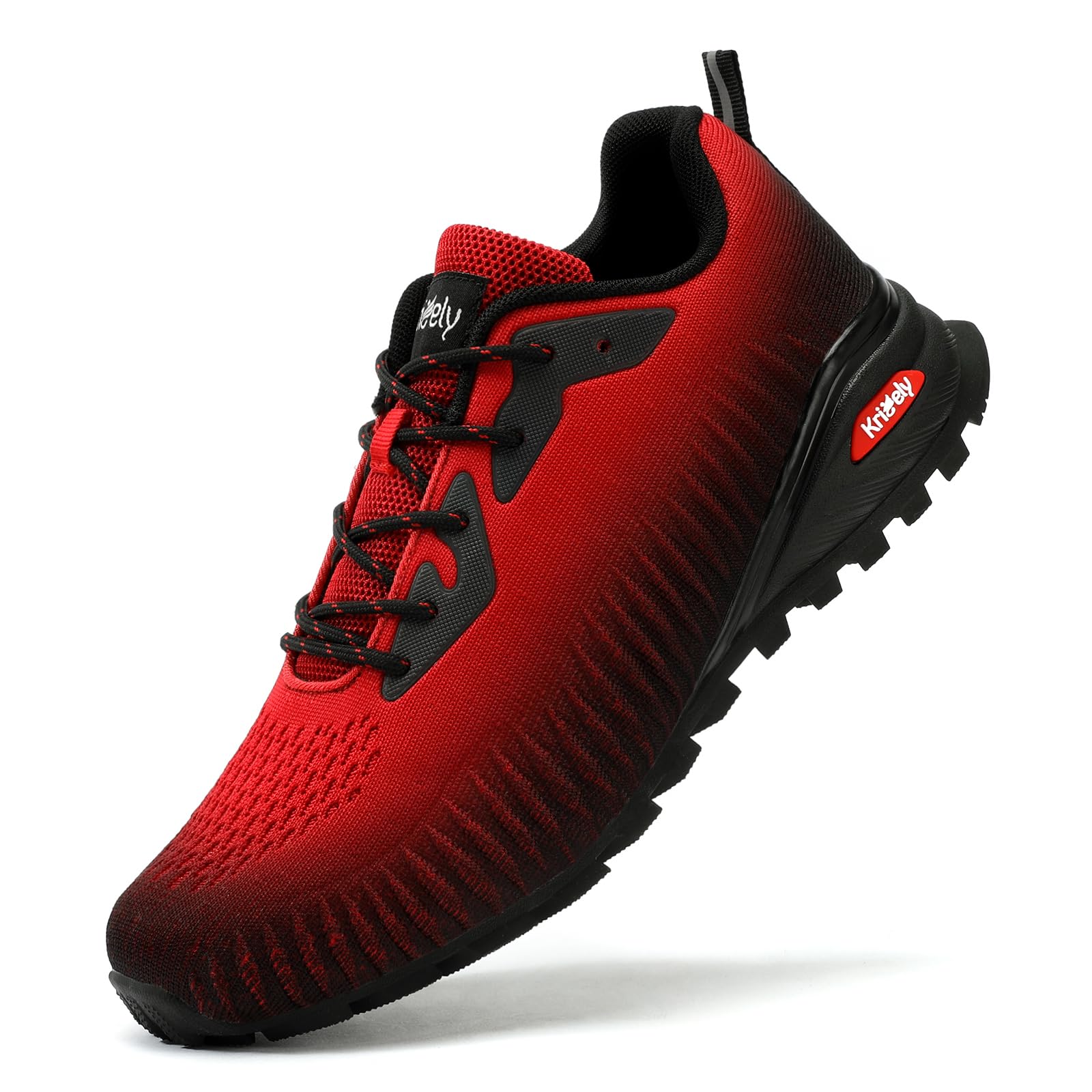 Kricely Zapatillas Trail Hombre Antideslizante Senderismo Rojo 44.5 | Transpirable y ligero, suela de goma antidesgaste, apto para montaña, caminatas, trail running y uso exterior diario