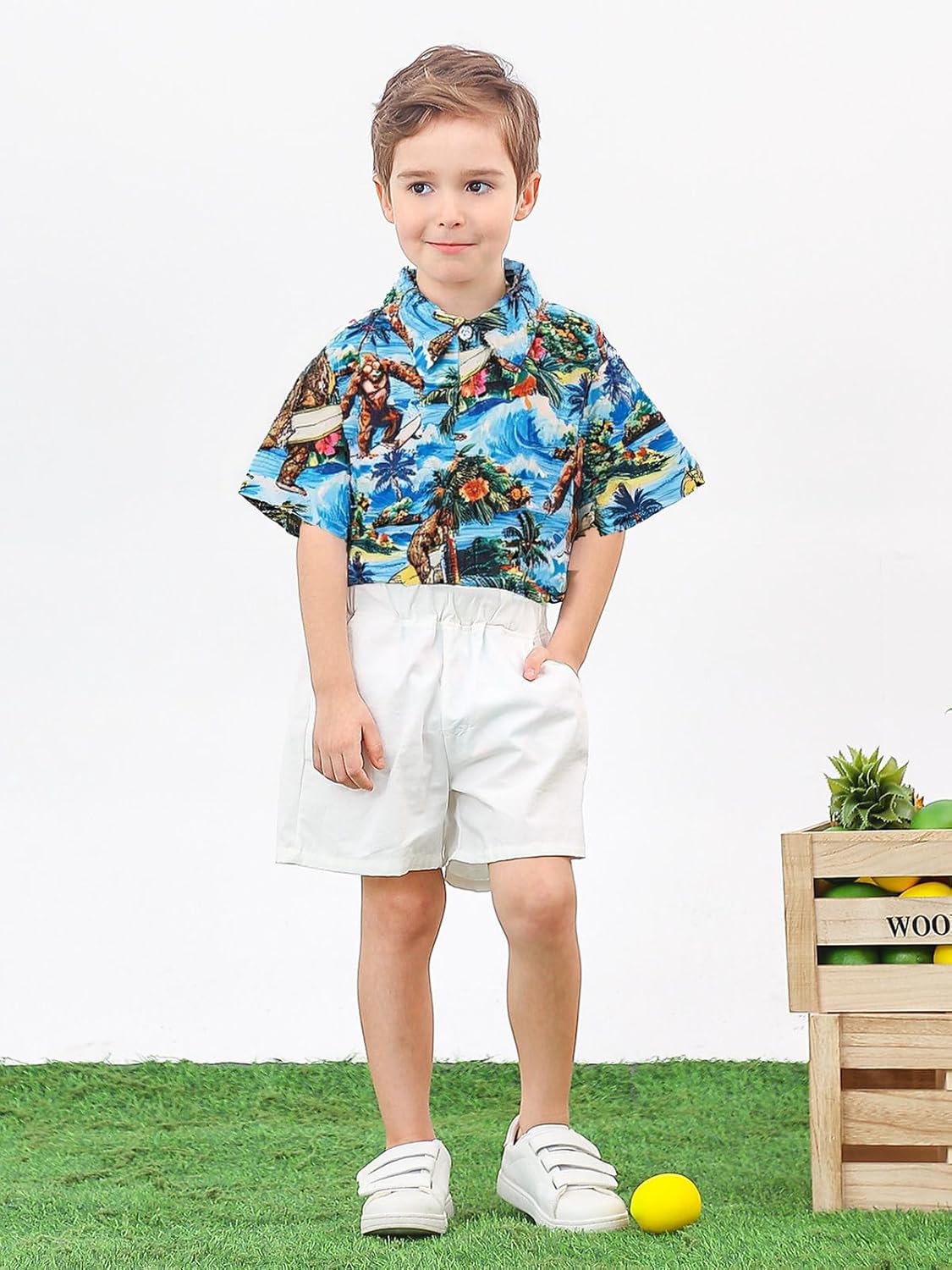 2-10T Boys Novelty Hawaiian Short Sleeve Button Down Dress Shirt - Image 4