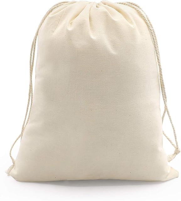 SumDirect 20Pcs Cotton Muslin Bags, Large White Cotton Bag Gift Pouch with Drawstring Reusable Packing Storage Bags for Wedding, Party, Birthday(20x25cm)