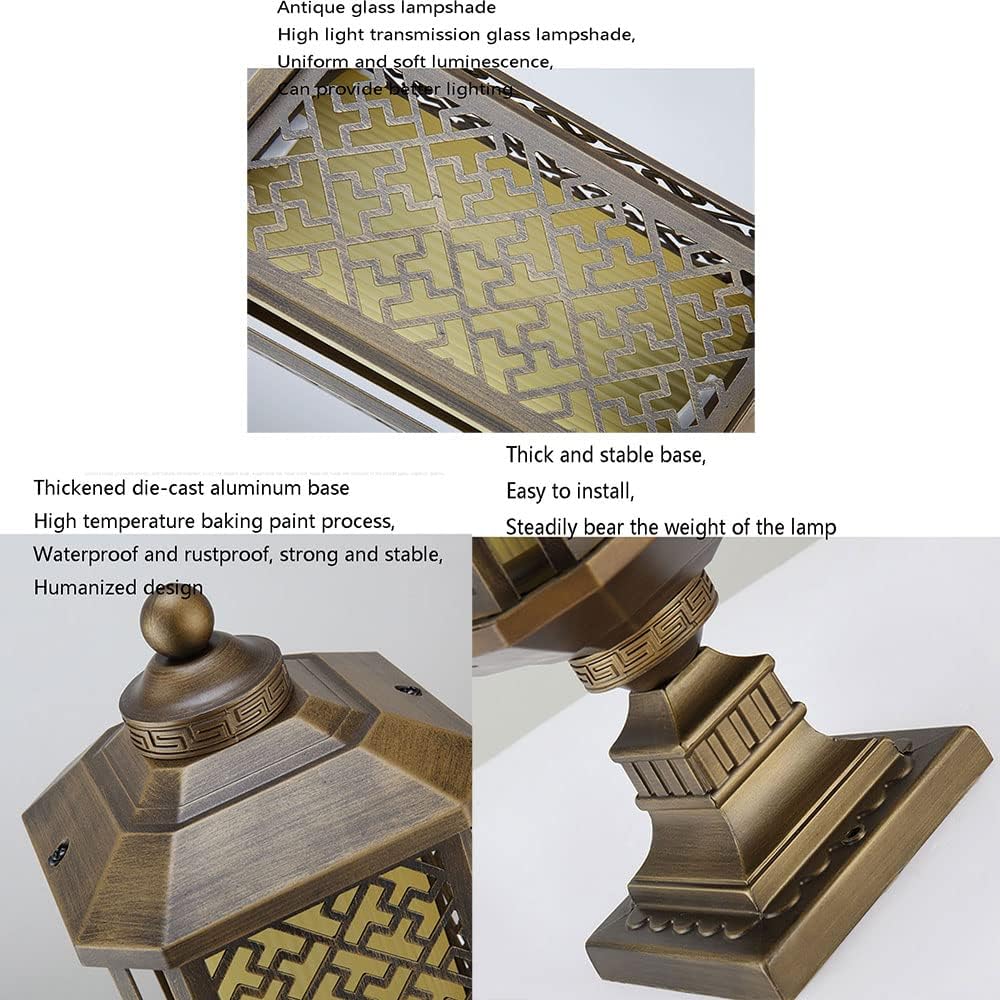 Retro Floor Lamp European Outdoor Porch Stigma Lamp Outdoor Light Columns with Mounting Base, Headlights Outdoor Pole Light Post Lamp Post Lamp