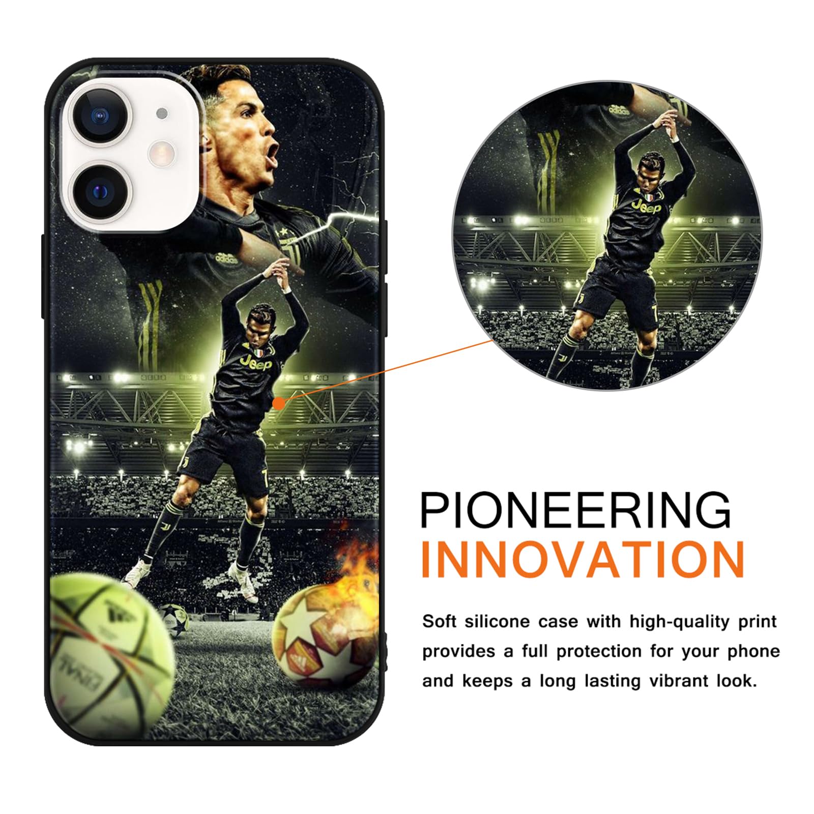 Yomyejisoo Handyhülle Für IPhone 12/12 Pro (6,1 Zoll) – Fußball-Design, TPU-Silikon, Kratz- & Stoßfest, 2 Stück
