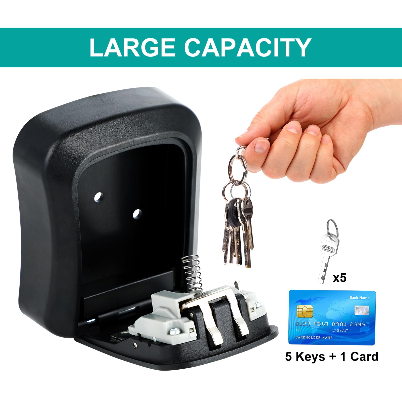 Cassaforte Per Chiavi Da Esterno Impermeabile - Con Codice A 4 Cifre, Montaggio A Parete Per Casa E Ufficio