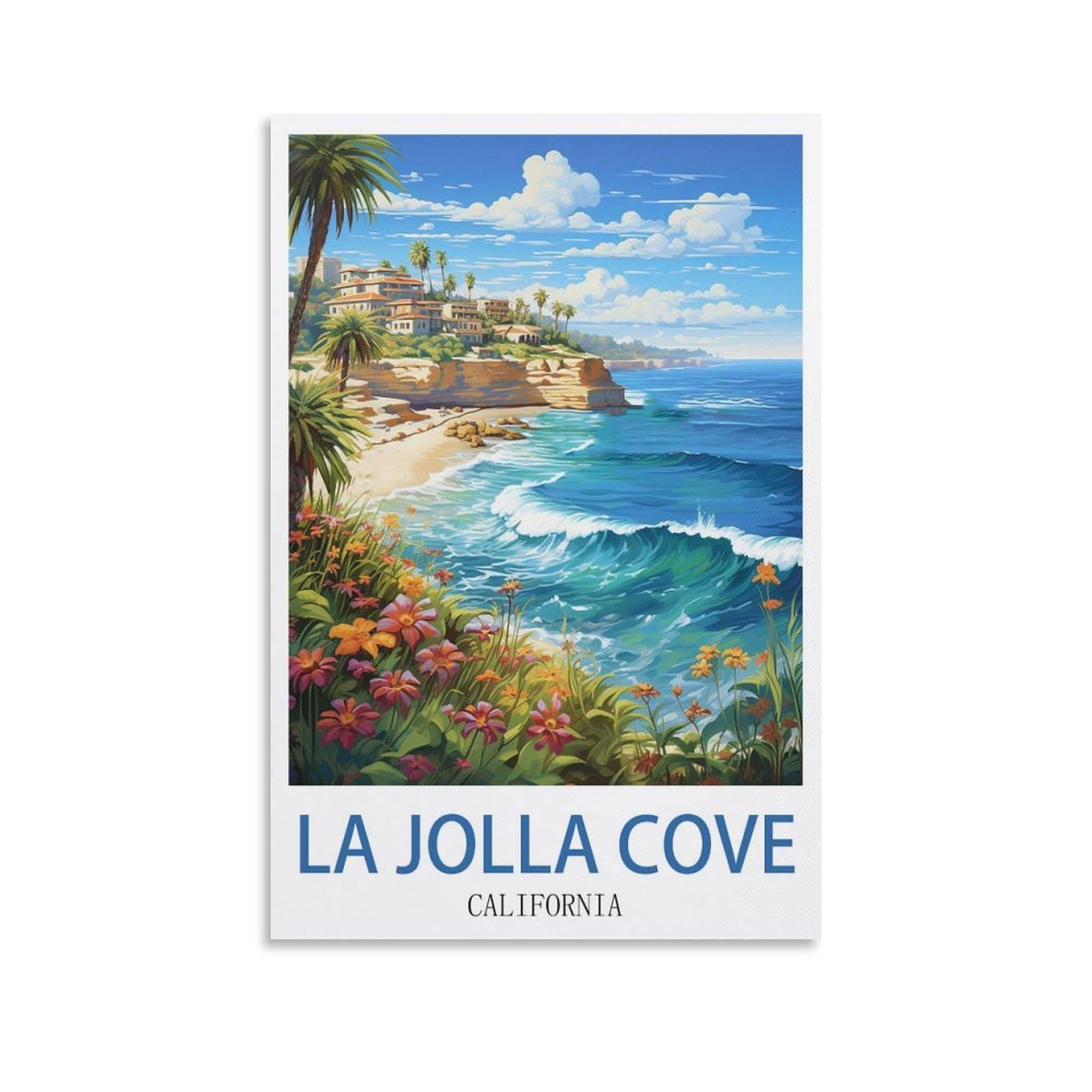EZMLFA 5D Diamond Art Kits for Beginner,La Jolla Cove California,Diamond Picture Art for Beginner, DIY Gem Cross Stitch Creative Gift Home Wall Decor 50x60cm