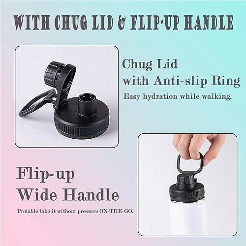 Miniatura 3 de Paquete de 6 botellas de agua de sublimación, 24 onzas, botellas de agua aisladas personalizadas a granel con asa y tapa de boquilla, acero