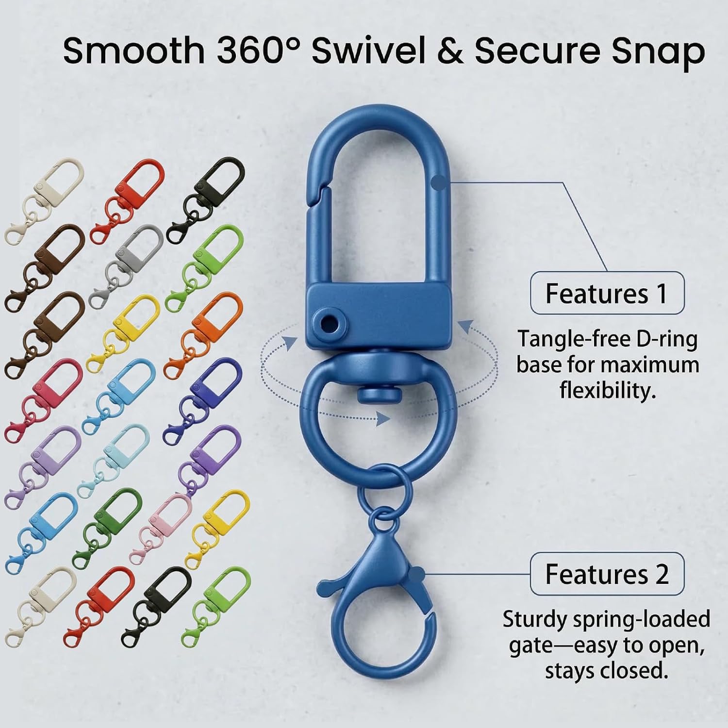 120PCS Colorful Keychain Hardware Set - 40PCS Metal Lobster Claw Clasps (20 Colors) with 80PCS Assorted Bead Chains, Swivel Snap Hooks & Ball Chain Necklace for DIY Crafts, Lanyards & Keyrings