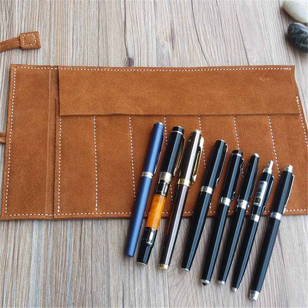 Estuche de Cuero Vintage con múltiples Compartimentos para papelería y Almacenamiento de maquillajeA