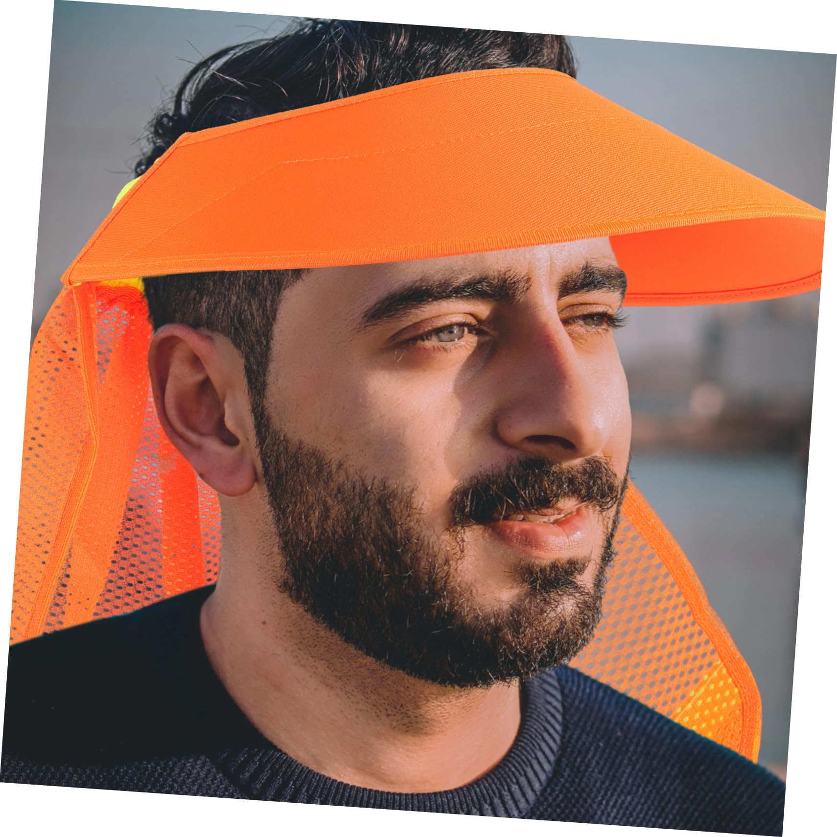 Holibanna Parasol y Casco ala Completa Protector para Naranja de Visera Solar Malla Transpirable Protección contra Quemaduras Jardinería Carpintería