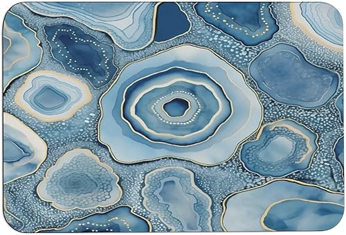 Alfombras de baño de ágata, geoda con purpurina, color azul polvoriento, lavables, con detalle de rebanadas, macro de ágata, súper absorbentes,
